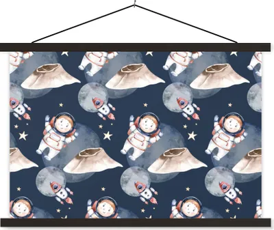Produktbild von MuchoWow® Textilposter Weltraum - Rakete - Astronaut - Jungen - Mädchen - Kinder - Kinder 150x100 cm mit schwarzem Rahmen - Schlafzimmer