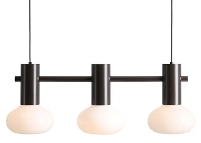 Produktbild von Hängeleuchte Metall Glas H: max. 250 cm Mokka Weiß E14 3-flammig länglich Modern Hängelampe
