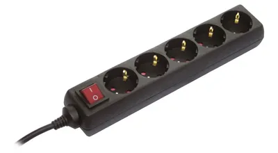 Zdjęcie produktu dla as-Schwabe Listwa 5-gniazdowa z wyłącznikiem 1,4m kątowa Schuko 230V 16A IP20