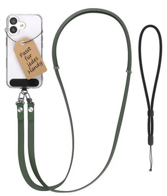 Produktbild von EAZY CASE Handykette Universal zum Umhängen kompatibel mit jedem Handy, Kette mit Hülle, verstellbare Handykordel mit Karabiner für Handyhülle in Grün