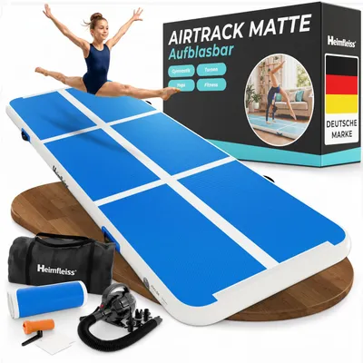 Produktbild von Aufblasbare Gymnastikmatte (Blau/Weiß - 300 x 100 x 10 cm)