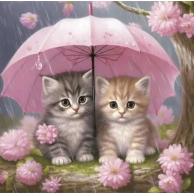 Produktbild von Norimpex Diamantmosaik - Zwei Kätzchen unter einem Regenschirm 2000189