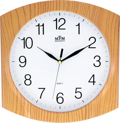 Obrázek produktu pro MPM-Quality Damila – Nástěnné pravoúhlé hodiny plastové se sklem, tichý plynulý chod, oranžové, 31×32 cm, arabské číslice, quartz strojek