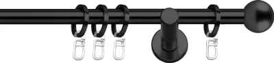 Produktbild von SN Deco Gardinenstange Straßburg, 19 mm, 1-läufig, Stahl, Komplett-Set mit Ringen, Auflageträger, 300 cm, schwarz