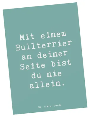 Produktbild von Mr. & Mrs. Panda Postkarte Spruch Bullterrier Begleiter - Meeresbrise - Geschenk, Hunderassen, Hund, Grußkarte, Fotokarte, Ansichtskarten, Hunderasse, Ansichtskarte