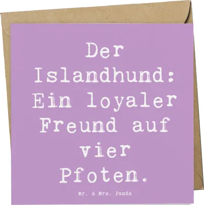 Produktbild von Mr. & Mrs. Panda Grußkarte Spruch Treuer Islandhund - Lavendeltraum - Geschenk, Klappkarte, aktive Hunde, Hunderasse, loyaler Hund, Hundeliebhaber, anlasskarte, faltkarte