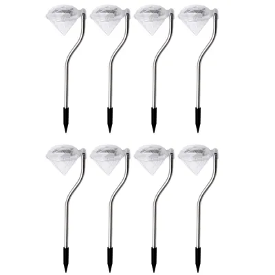 Produktbild von 8x Edelstahl LED Solar Gartenleuchte Diamant Farbwechsler Solarlampe Solarleuchte Deko Garten Leuchte Lampe Solarlicht
