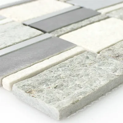 Produktbild von Naturstein Quarzit Metall Mosaikfliesen Various Silber