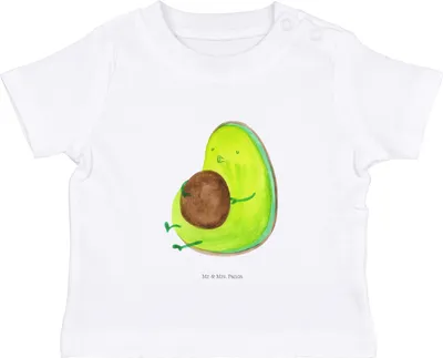 Produktbild von Mr. & Mrs. Panda  T-Shirt Avocado Pfeifen 6. - 12. Monat - Weiß - Geschenk, Babyshirt, Diät, Baby, Oberteil, Schwanger, Kinder Shirt, Ernährung, Organic