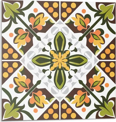 Produktbild von Blumenmuster In Symmetrie – Selbstklebende Fliesen – Wandverkleidung – Wandpaneel – PVC Fliesen – Vinylflisen – PCV Flisen – Selbstklebend – Wanddeko – 9 Stück 30 x 30 cm