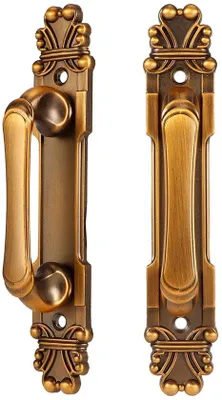 Zdjęcie produktu dla Klamka vintage - klamka do drzwi przesuwnych - 2 sztuki - wymiary 165x30x35 mm - rozstaw uchwytów 103 mm - klamka do drzwi