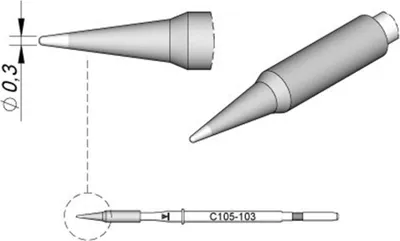Produktbild von JBC Punta di saldatura Forma a punta Dimensione 0.3 mm Contenuto 1 pz.