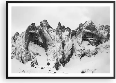 Produktbild von Gerahmtes Poster - Schwarzer Rahmen - Alpen Schnee Monochrom - 100x70 cm - Wand Bild - Wanddeko - Wandbilder - Kunstposter - Wandposter - Bilderrahmen - Bilder - Kunstdruck - P2BAA100x70-4405