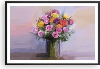 Produktbild von Gerahmtes Poster - Schwarzer Rahmen - Blumen Vase Grafiken - 91,5x61 cm - Wand Bild - Wanddeko - Wandbilder - Kunstposter - Wandposter - Bilderrahmen - Bilder - Kunstdruck - Wandbild - P2BAA91x61-4207