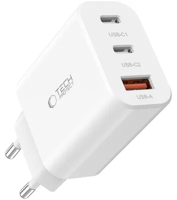 Image de Tech-Protect Nc30W Chargeur secteur 3 ports Pd30W/Qc3.0 Blanc