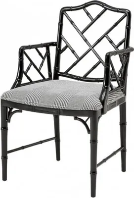 Produktbild von Casa Padrino Luxus Mahagoni Esszimmer Stuhl mit Armlehne Schwarz - Limited Edition