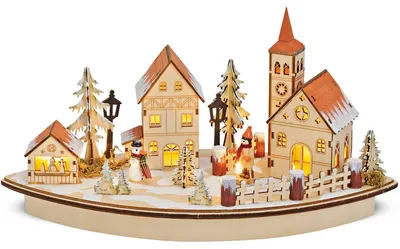 Produktbild von Winterszene 3D Holz LED Beleuchtung 36cm