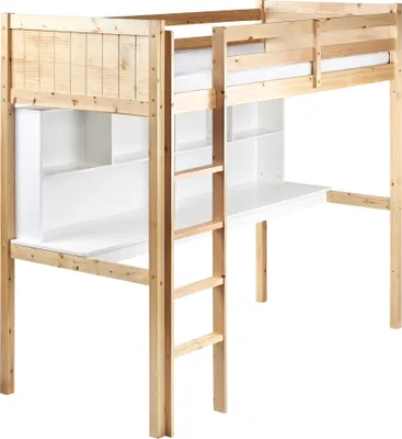 Produktbild von BELIANI Hochbett für Kinder Hellbraun Lattenrost aus Kiefernholz mit Schreibtisch und Leiter Hochbett Modern Multifunktionales Kinderzimmer