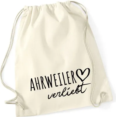 Produktbild von Huuraa Turnbeutel Ahrweiler verliebt 12 Liter Natural Baumwolle Rucksack Geschenkidee
