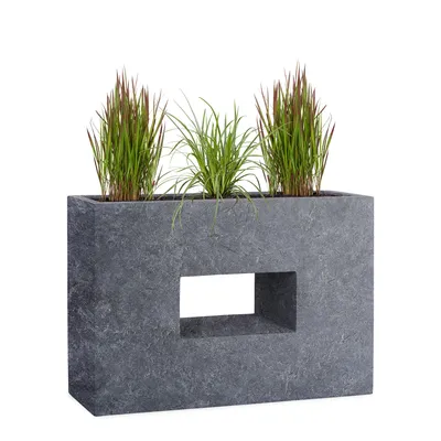Produktbild von PFLANZWERK® Hochbeet Pflanzkübel VISTA 75cm LAVA ANTHRAZIT Premium Blumenkübel Fiberglas Lotus-Effekt Fiberglas - Frostbeständig - Handgefertigt -