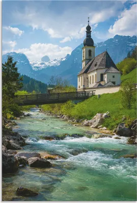 Produktbild von ARTland Wandbild Alu für Innen & Outdoor Frühling in Ramsau Größe: 80x120 cm