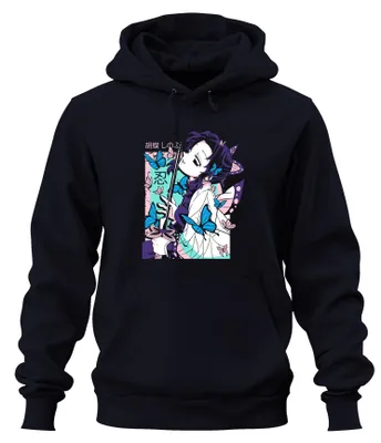 Productafbeelding van Demon Slayer, Hu蝶しのぶ, Shinobu Kocho, Schmetterling Katana, Anime, Uni Hoodie, Kapuzenpullover, Marineblauw, Maat L