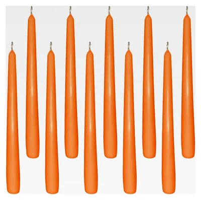 Produktbild von 10 orange Spitzkerzen 23,5 x 245 mm