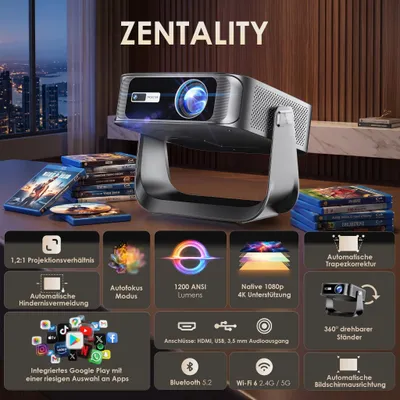 Produktbild von Mini-Beamer – 1200 Lumen – Native 1080p Auflösung – Tragbar – Für Heimkino und Präsentationen