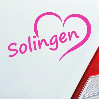 Produktbild von Auto Aufkleber Solingen Herz Stadt City Love Liebe Heimat 14x8 cm Pink Sticker Heckscheibenaufkleber