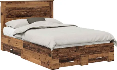 Zdjęcie produktu dla vidaXL Rama łóżka z szufladami z drewna odzyskanego 120 x 190 cm materiał drewnopochodny