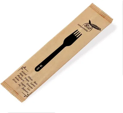 Produktbild von 100 Stück Einweg-Holzgabeln, hygienisch verpackt, 16 cm