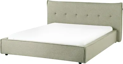 Produktbild von BELIANI Wasserbett Grün Leinen Gesteppt mit Matratze 160x200 cm Zubehör Hohes Kopfteil Schlafzimmer Bettrahmen Doppelbett Ehebett Stoffbett