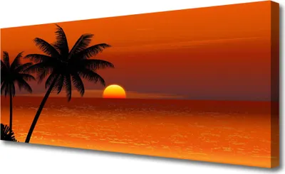 Produktbild von Tulup Leinwand-Bilder 125x50 Wandbild Canvas Kunstdruck Palmen Meer Sonne Landschaft