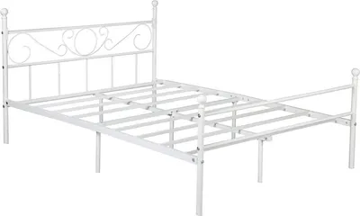 Produktbild von Metall-Bettgestell – 140x200cm – Inkl. Lattenrost – Weiß – Stabiles Doppelbett
