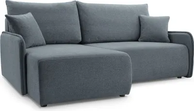 Image de Selsey Netarro - Canapé d'angle avec fonction sommeil, coffre de lit et housse chenille, gris foncé, gauche