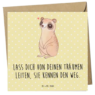 Produktbild von Mr. & Mrs. Panda Grußkarte Plumplori Glücklich - Gelb Pastell - Geschenk, faltkarte, doppelkarte, Glück, Gute Laune, Niedlich, Glückwunschkarte, Klappkarte, anlasskarte