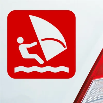 Produktbild von Auto Aufkleber Windsurfer Surfing Wind Surfer Kite Sport 10x10 cm Rot Sticker Heckscheibenaufkleber