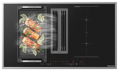 Induktionskochfeld 90 cm mit Abzug, 4 Zonen, PowerBoost, 7400 W