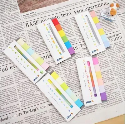 Immagine prodotto di Segnalibri autoadesivi Hopax - 15 x 45 mm / 6 x 30 foglie / tonalità arcobaleno