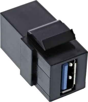 Zdjęcie produktu dla Wkładka zatrzaskowa InLine® USB 3.0 Keystone, gniazdo/gniazdo USB-A, kątowa, czarna