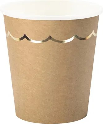 Imagen del producto de 8 vasos de papel dorados, con relieve, de 200 ml