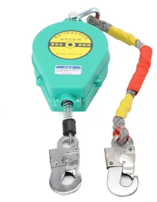 Image de Système de sécurité en hauteur - Dispositif de sécurité en hauteur - Corde de 7 m - Charge maximale de 150 kg - À rétraction automatique et autobloquant - Alliage d'aluminium - Pour les travaux de construction en hauteur
