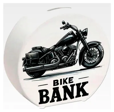 Produktbild von Cruiser Motorrad Spardose mit Spruch Bike Bank Schwarz