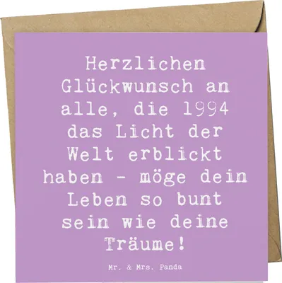 Produktbild von Mr. & Mrs. Panda Grußkarte Spruch 1994 Geburtstag - Lavendeltraum - Geschenk, Happy Birthday, 1994er, Alter, Klappkarte, Jahrgang, anlasskarte, Geburtstagsgeschenk