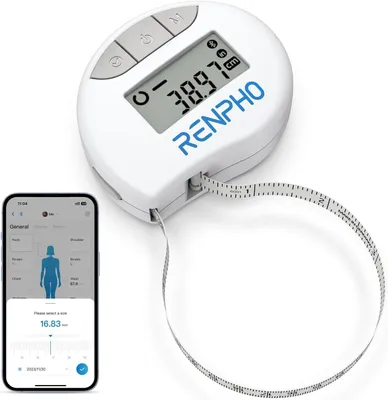 Produktbild von RENPHO Maßband Körper Smart Körpermassband, Bluetooth Massband Körper zum Messen der Körperumfänge von Bizeps, Brust, Hüfte, Waden, Oberschenkel