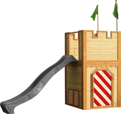 Produktbild von AXI Spielhaus Arthur mit grauer Rutsche | Spielschloss aus Holz für Kinder | Spielturm für den Garten