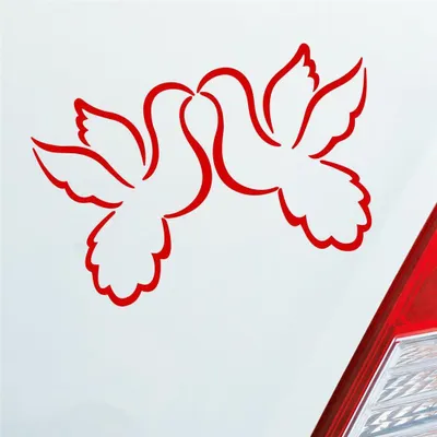 Produktbild von Auto Aufkleber Liebestauben Liebe Love Taube Hochzeit 12x9 cm Rot Sticker Heckscheibenaufkleber
