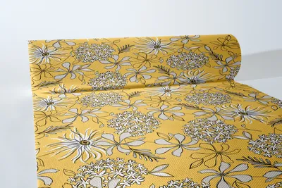Produktbild von Airlaid Tischläufer Hilde in Gelb-Schwarz, 40 cm x 24 m , 1 Stück - Mank - Herbst Floral