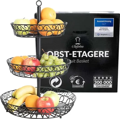 Immagine prodotto di Chefarone Chefarone Fruttiera - fruttiera - 3 strati - metallo - nero