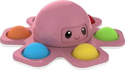 Produktbild von Cazy Fidget Spinner mit Pop Up Bubble - Gesichtwechselnder Oktopus - Rosa